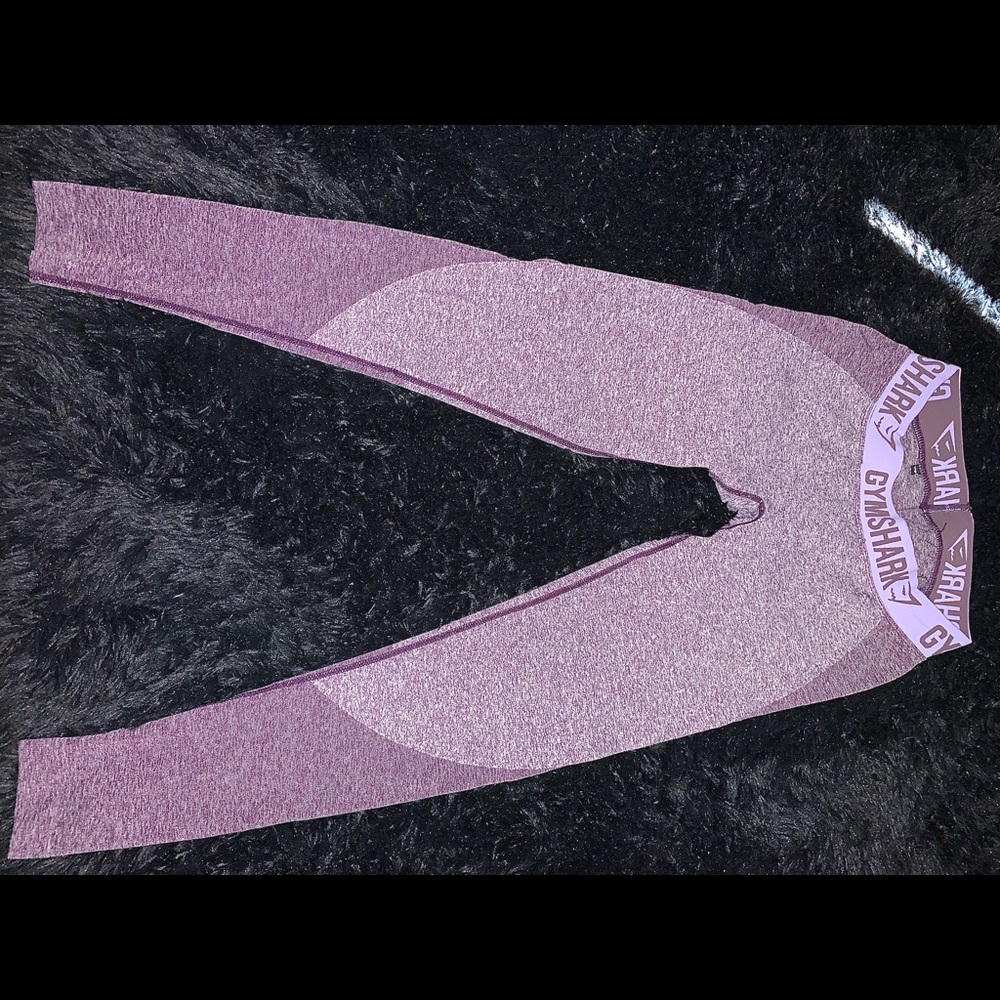 GYMSHARK FLEX MID-RISE PURPLE MARL PASTE LEGGINGS.